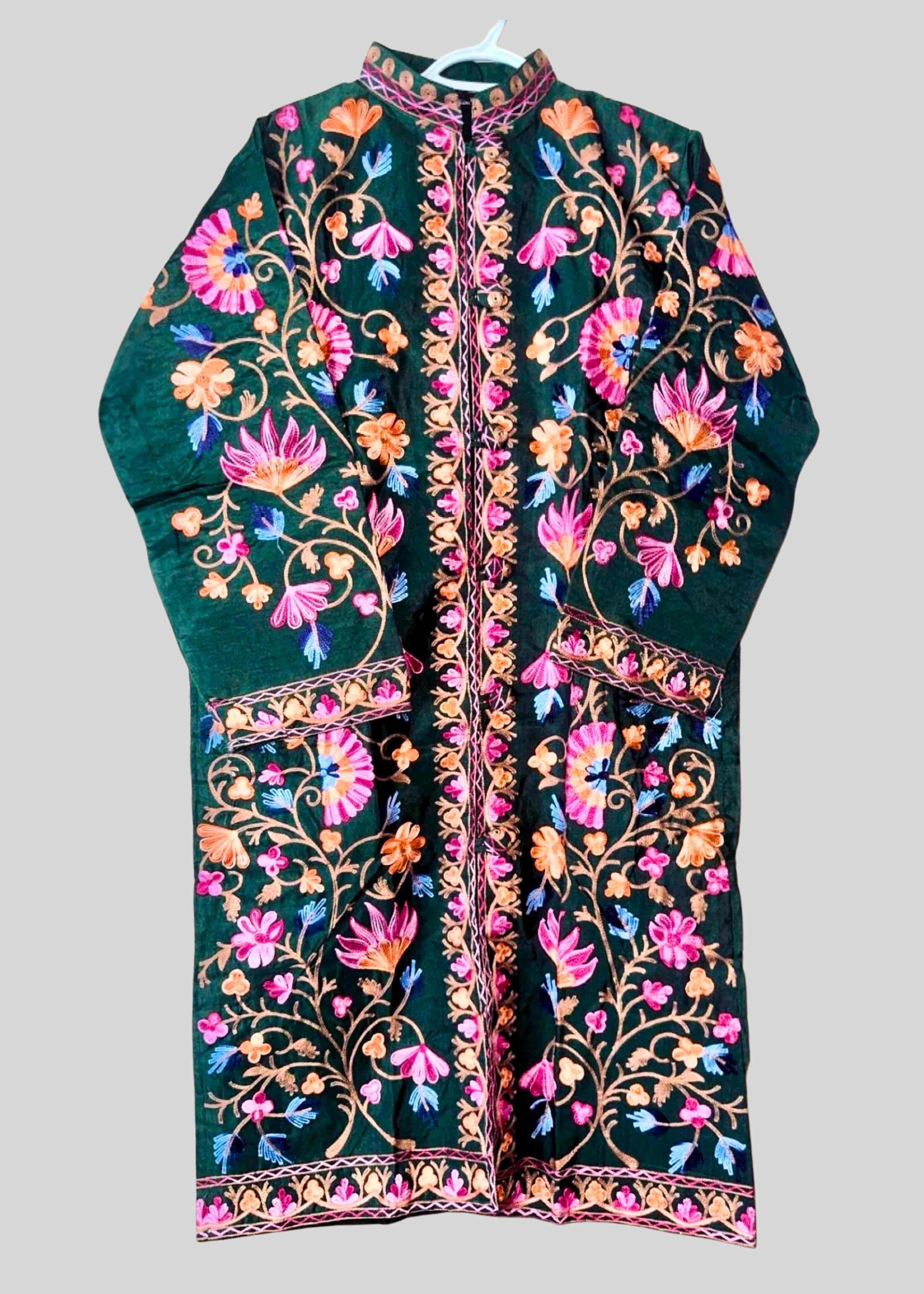Kashmiri Coat Black Purple Long