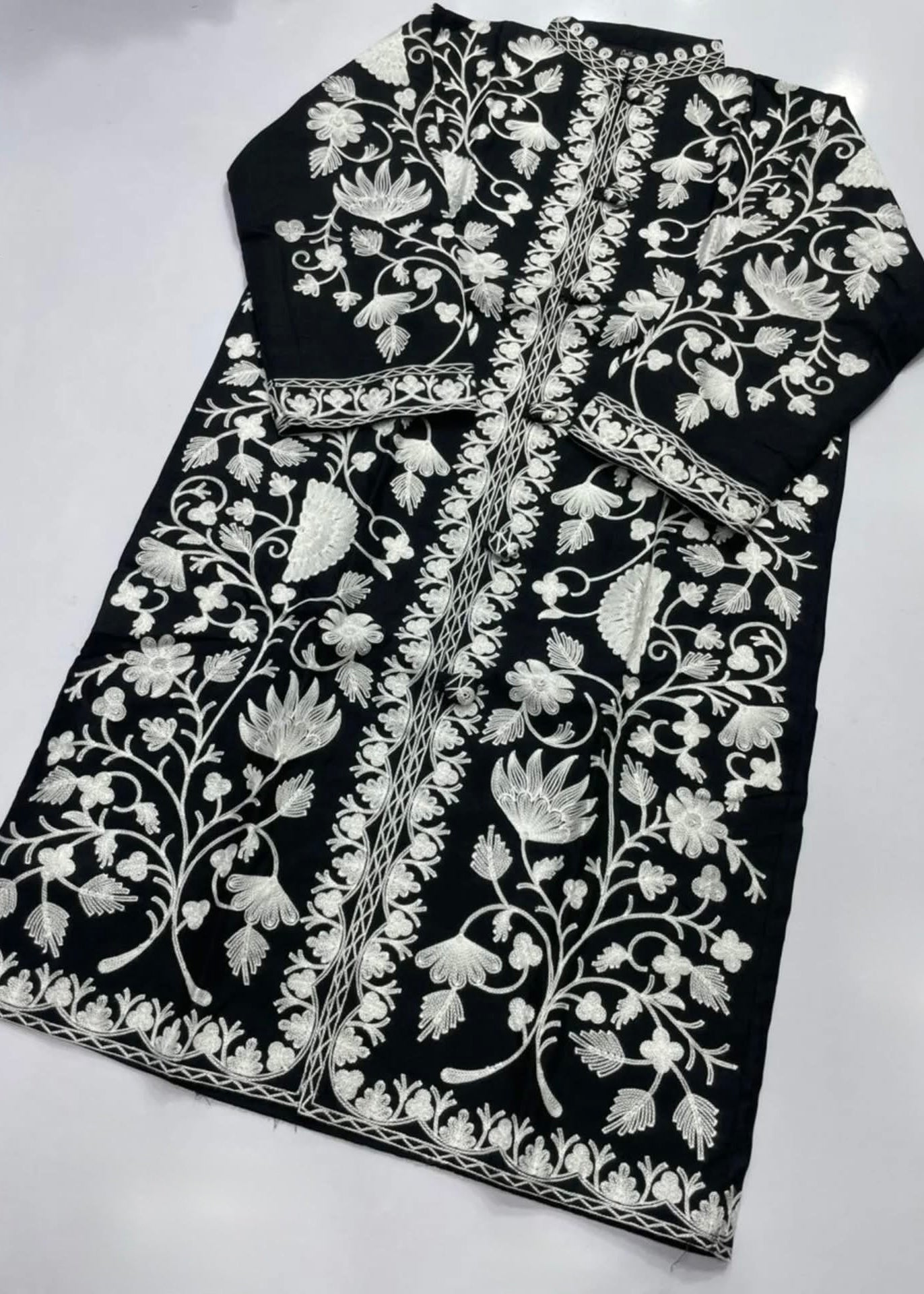 Kashmiri Coat Black White